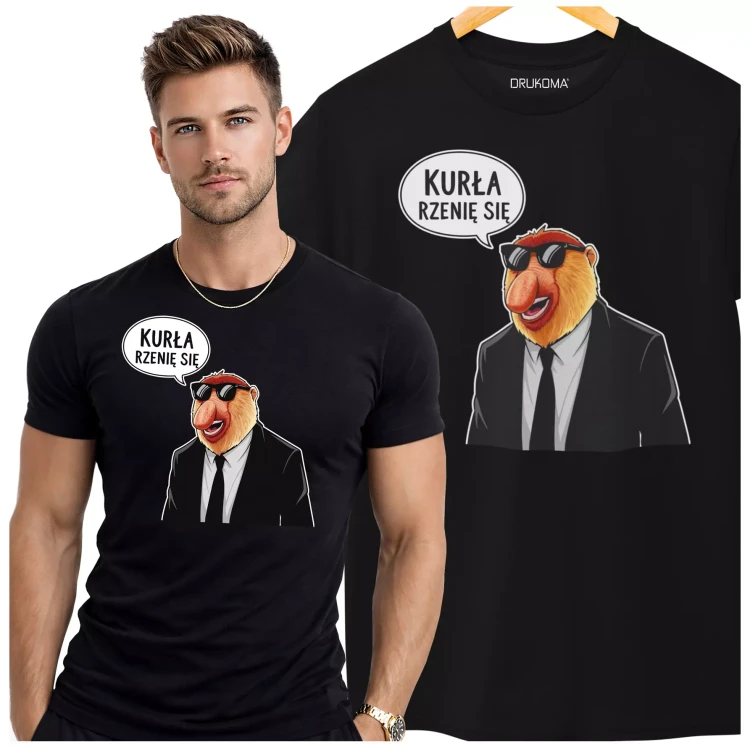 Koszulka na wieczór kawalerski modny prezent dla przyszłej Pary Młodej z napisem KURŁA RZENIĘ SIĘ (2).webp