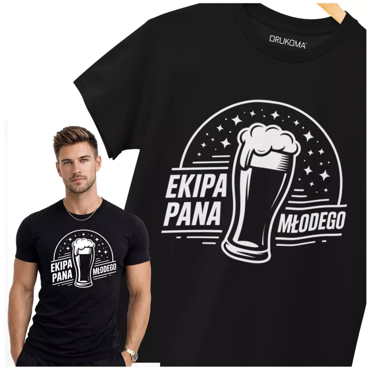 Koszulka na wieczór kawalerski modny prezent dla przyszłej Pary Młodej z napisem EKIPA PANA MŁODEGO.  (1).webp