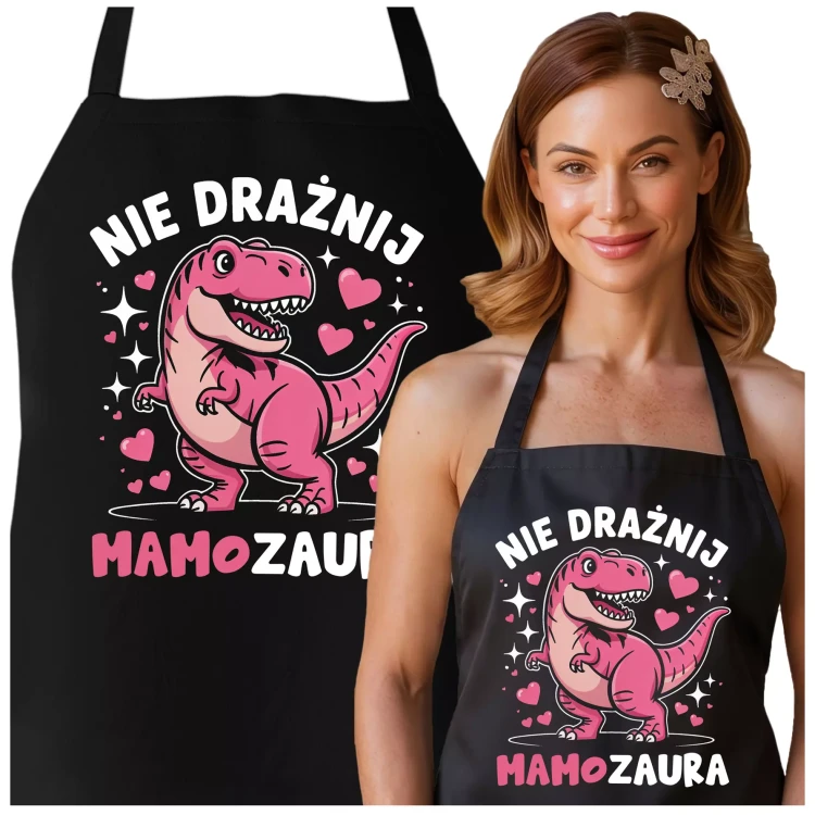 FARTUCH NA DZIEŃ MATKI dla mamy PREZENT Z NAPISEM NIE DRAŻNIJ MAMOZAURA  (1).webp