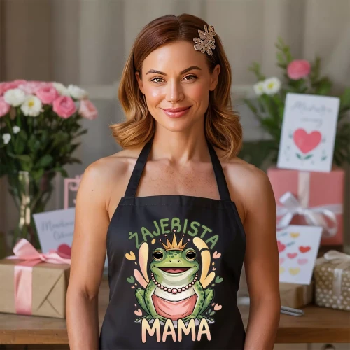 FARTUCH NA DZIEŃ MATKI dla mamy PREZENT Z NAPISEM ŻAJEBISTA MAMA.webp