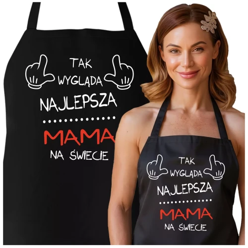 FARTUCH NA DZIEŃ MATKI dla mamy PREZENT Z NAPISEM Tak wygląda najlepsza mama na świecie (2).webp