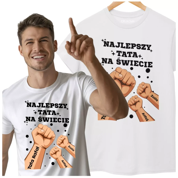 KOSZULKA dla Taty na Dzień Ojca z napisem NAJLEPSZY TATA NA ŚWIECIE + IMIONA DZIECI (2).webp