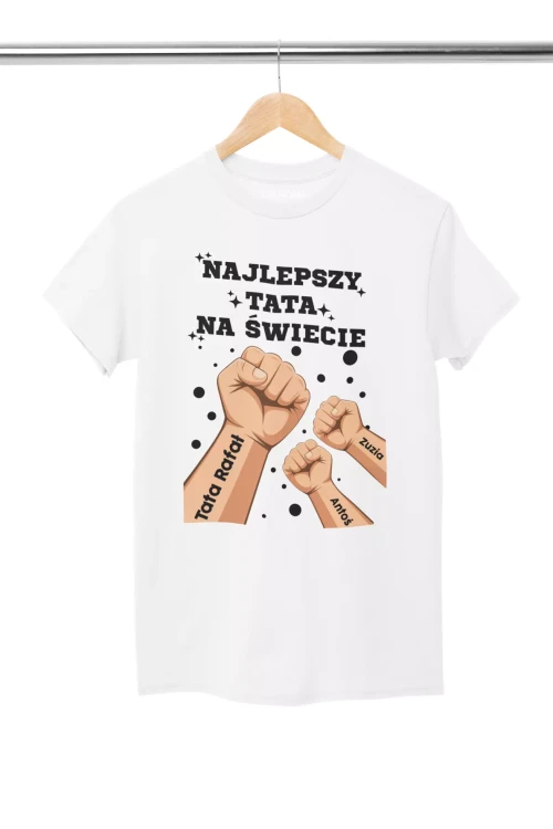 KOSZULKA dla Taty na Dzień Ojca z napisem NAJLEPSZY TATA NA ŚWIECIE + IMIONA DZIECI (3).webp