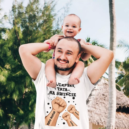 KOSZULKA dla Taty na Dzień Ojca z napisem NAJLEPSZY TATA NA ŚWIECIE + IMIONA DZIECI (4).webp