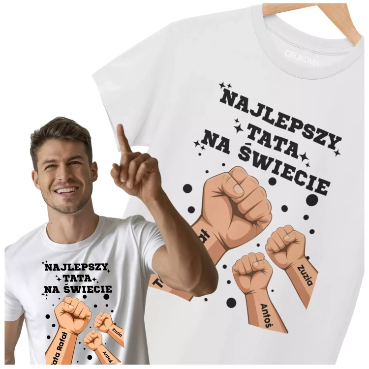 KOSZULKA dla Taty na Dzień Ojca z napisem NAJLEPSZY TATA NA ŚWIECIE + IMIONA DZIECI (1).webp