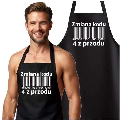 Fartuch na 40 urodziny prezent urodzinowy Zmiana kodu na 4 z przodu SITO