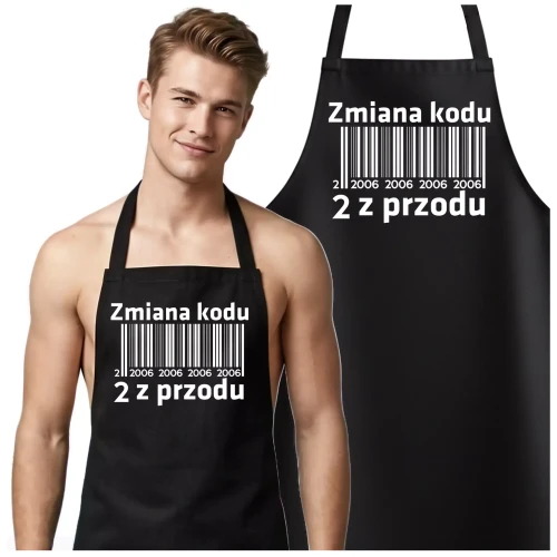 Fartuch na 70 urodziny prezent urodzinowy z napisem Zmiana kodu na 7 z przodu 1956 SITO (4).webp