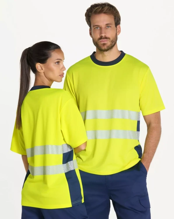 KOSZULKA TECHNICZNA Z WŁASNYM NADRUKIEM LUB LOGO z dwoma pasami fluorescencyjnymi (4).webp