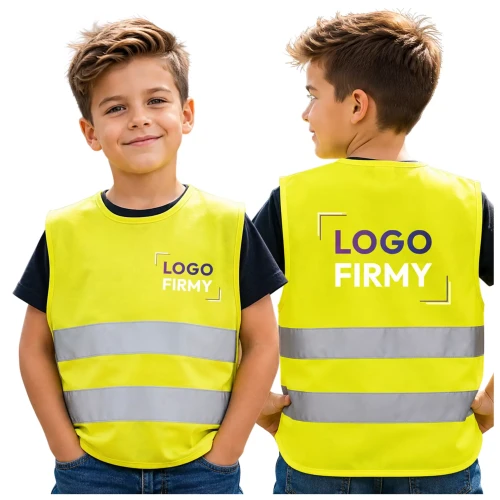 NARZUTKA DZIECIĘCA OSTRZEGAWCZA Z WŁASNYM NADRUKIEM LUB LOGO NEOPLUS HV KINDER  (8).webp