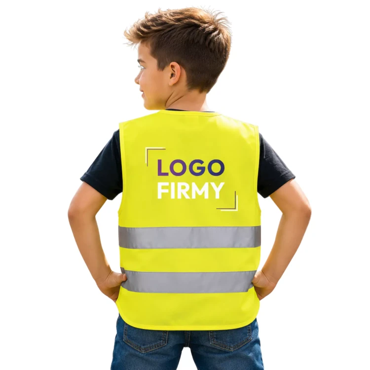 NARZUTKA DZIECIĘCA OSTRZEGAWCZA Z WŁASNYM NADRUKIEM LUB LOGO NEOPLUS HV KINDER  (2).webp
