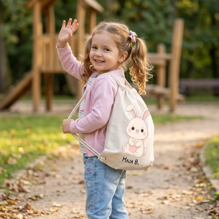 WORKOPLECAK Z IMIENIEM DZIECKA I UROCZYM NADRUKIEM ZAJĄCZKA DO ŻŁOBKA SZKOŁY PRZEDSZKOLA (6).webp
