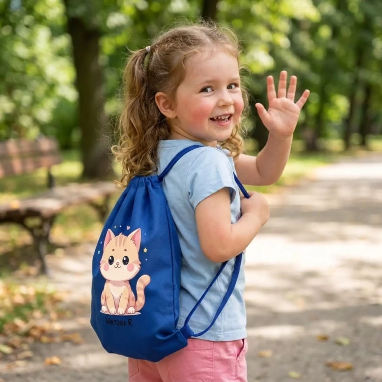 WOREK PLECAK KOTEK PERSONALIZOWANY DO SZKOŁY NA KAPCIE BUTY NIEBIESKI (1).webp