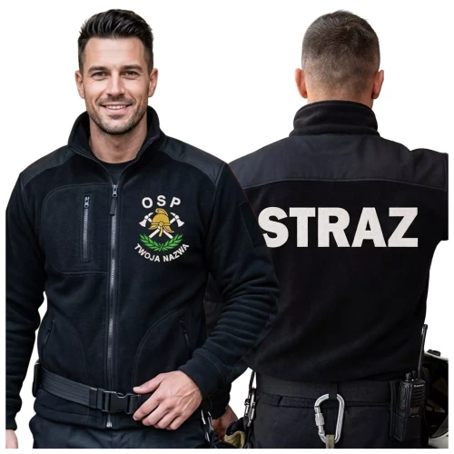 Polar męski czarny z logo na sercu i plecach męska z haftem logo OSP 360g (1).webp