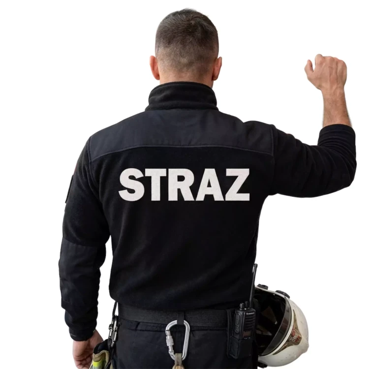Polar męski czarny z logo na sercu i plecach męska z haftem logo OSP 360g (12).webp
