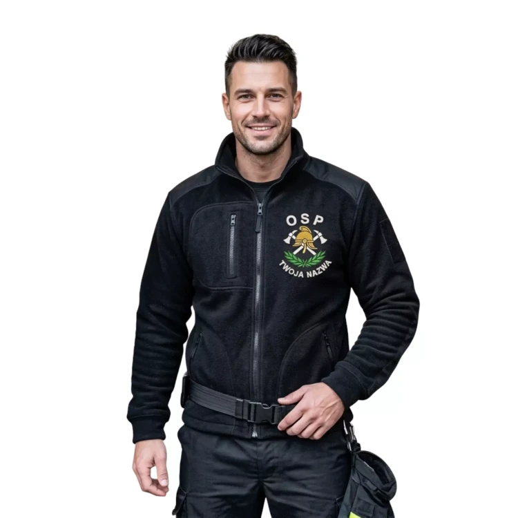 Polar męski czarny z logo na sercu i plecach męska z haftem logo OSP 360g (14).webp
