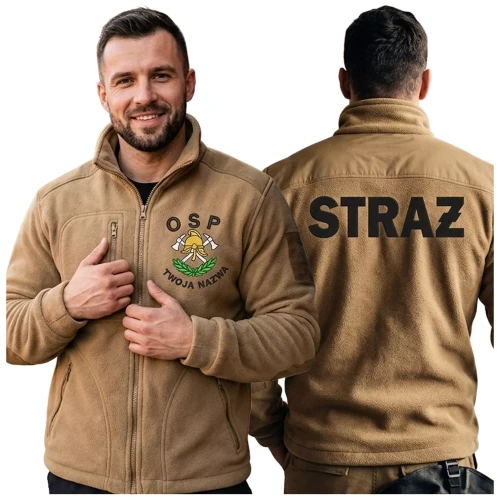 Polar męski PIASKOWY z logo na sercu i plecach męska z haftem logo OSP 360g .webp
