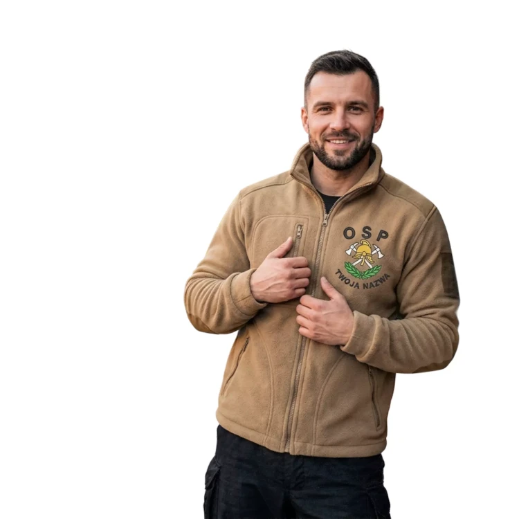 Polar męski PIASKOWY z logo na sercu i plecach męska z haftem logo OSP 360g  (8).webp