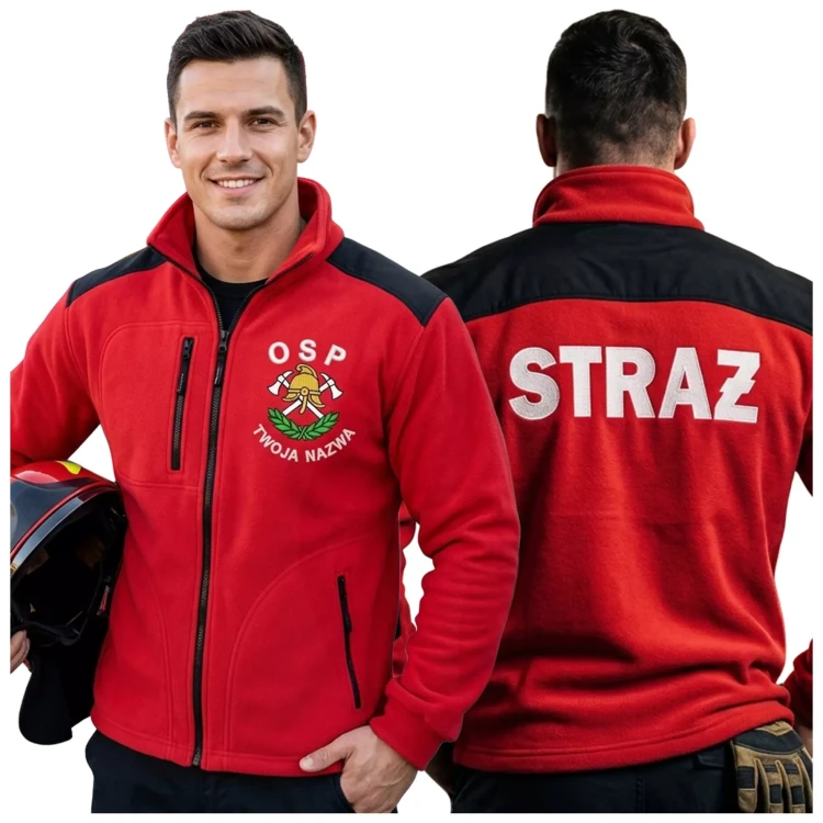Polar męski CZERWONY z logo na sercu i plecach męska z haftem logo OSP 360g (3).webp