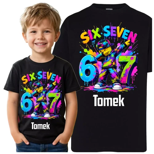 Koszulka dziecięca 67 z własnym imieniem kolor CZARNY (12).webp