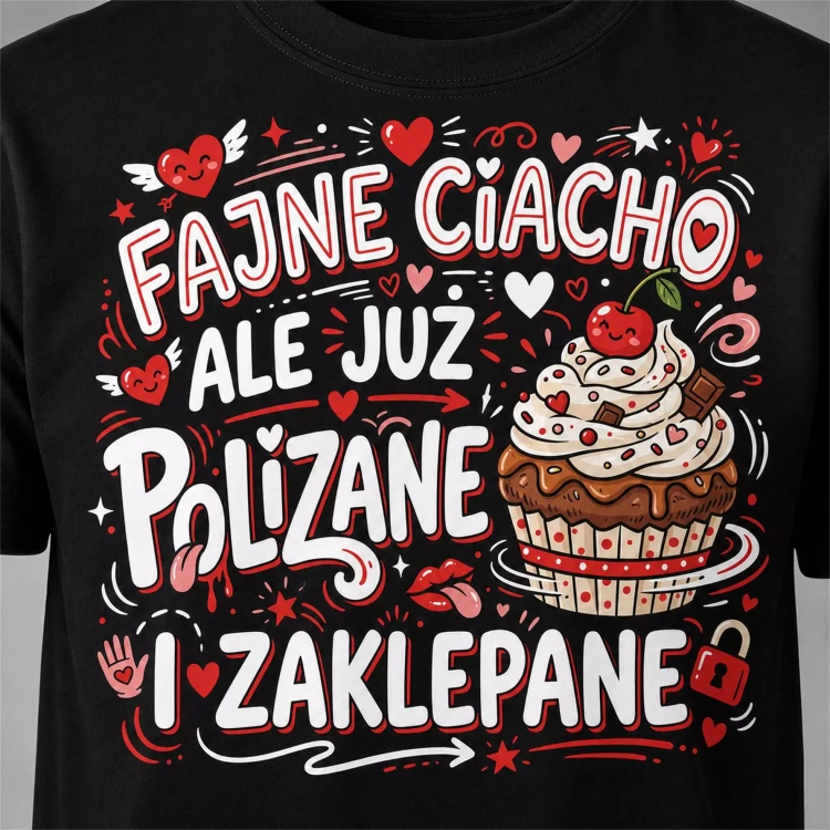 Koszulka dla Chłopaka prezent na Walentynki lub Urodziny koszulka z napisem „FAJNE CIACHO, ALE JUŻ POLIZANE I ZAKLEPANE” (11).webp