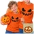 Koszulka – w kolorze pomarańczowym – na halloween ze strasznym uśmiechem koszulka – prezent na Dzień Dziecka (3).webp