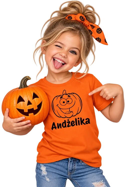 Wesoła dziewczynka z dynią Halloween.webp