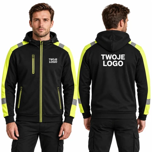 Bluza SWHV500 na modelu z nadrukiem logo na sercu i plecach