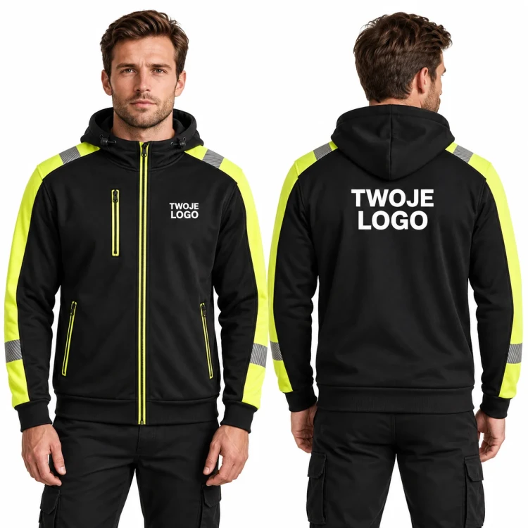 Bluza SWHV500 na modelu z nadrukiem logo na sercu i plecach