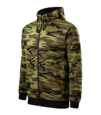 Malfini Camo Zipper C19 – 34 camouflage green – przód i bok
