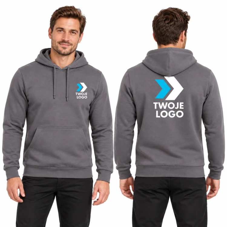 Malfini Cape 413 – 36 stalowy – model, przód i tył, wizualizacja nadruku logo
