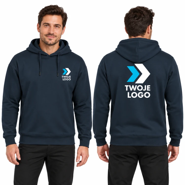 Malfini Moon 420 – 02 granatowy – model, przód i tył, wizualizacja nadruku logo