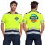 Tricorp T-Shirt High Vis Bicolor T01 fluorescencyjny żółty 97 – model z nadrukiem logo na sercu i plecach, przód i tył