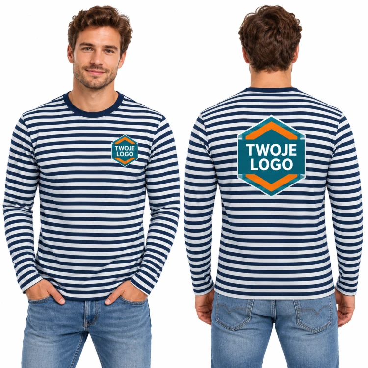 Malfini Sailor LS 807 granatowy 02 – model z nadrukiem logo na sercu i plecach, przód i tył
