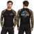 Malfini Camouflage LS 166 camouflage brown 33 – model z nadrukiem logo na sercu i plecach, przód i tył