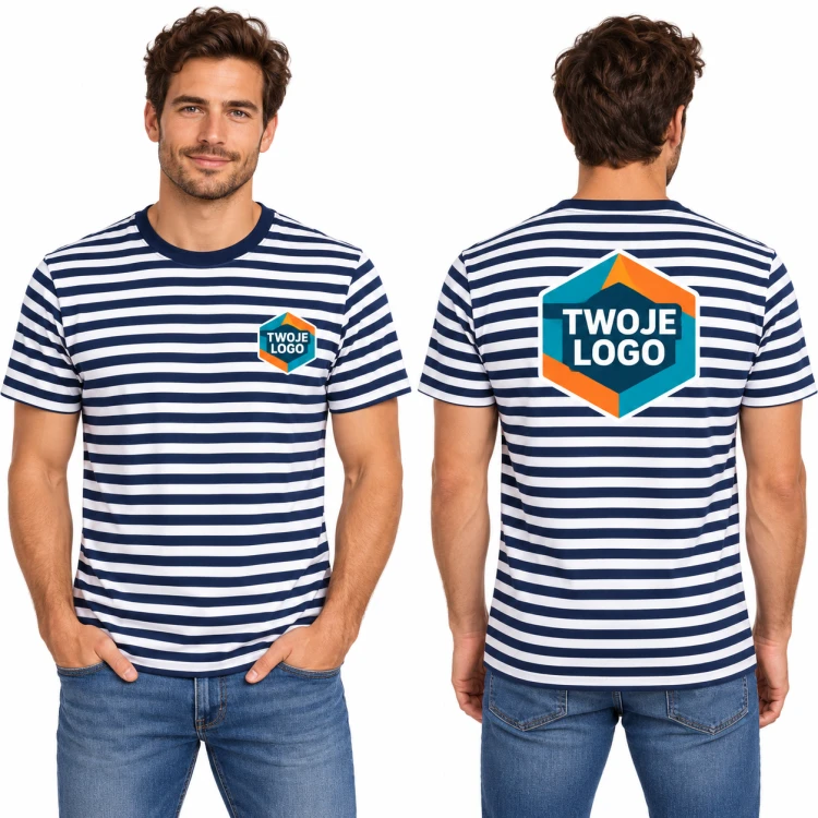 Malfini Sailor 803 granatowy 02 – model z nadrukiem logo na sercu i plecach, przód i tył