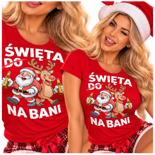 Koszulka damska świąteczna prezent na Mikołajki śmieszne święta do na bani .webp