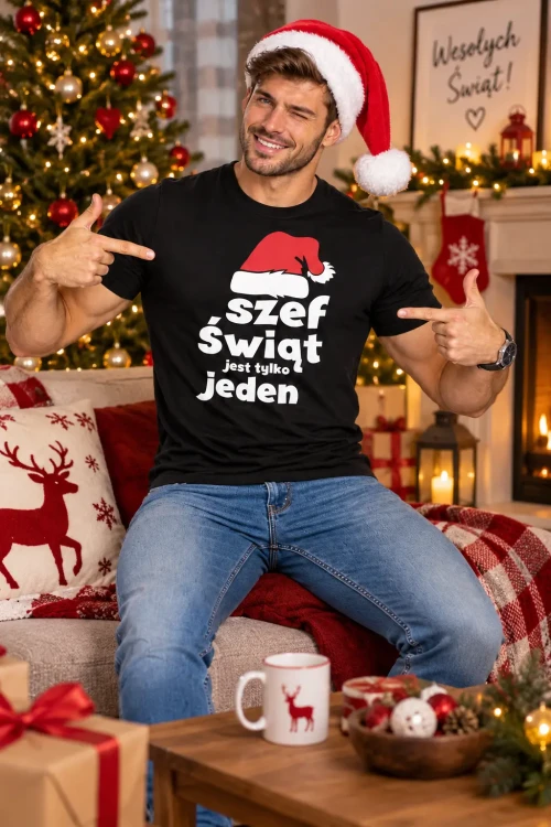 Szef Świąt w świątecznym salonie.webp