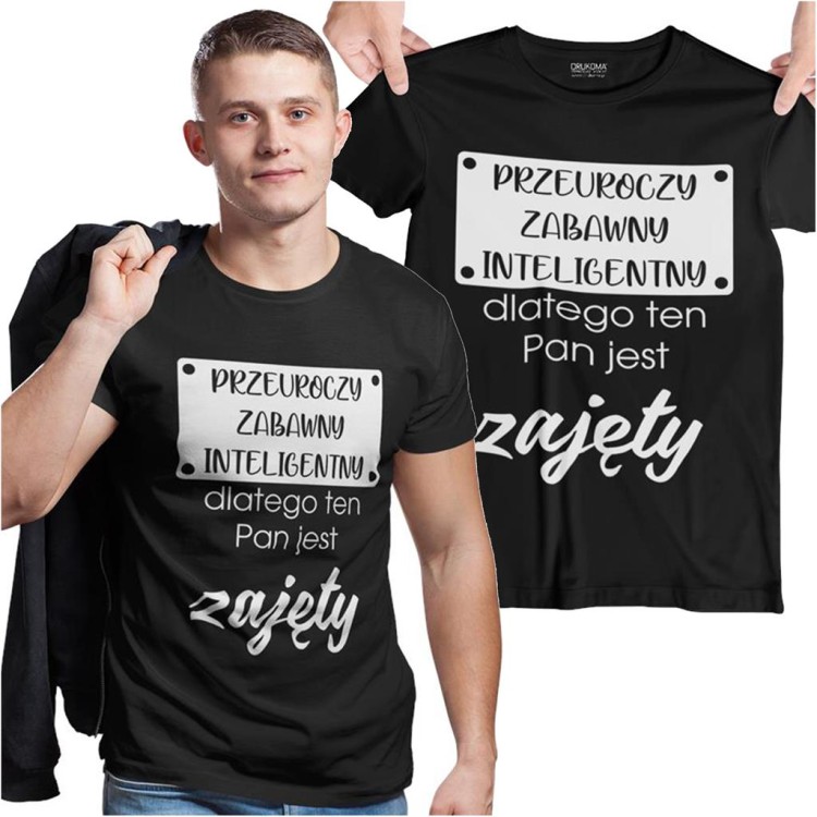 Koszulka dla chłopaka męża na walentynki z napisem Przeuroczy zabawny inteligentny dlatego ten Pan jest zajęty.jpg