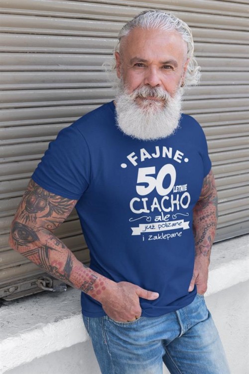 Koszulka na urodziny na 50 pięćdziesiątkę z nadrukiem Fajne 50 letnie ciacho ale już polizane i zaklepane3.jpg