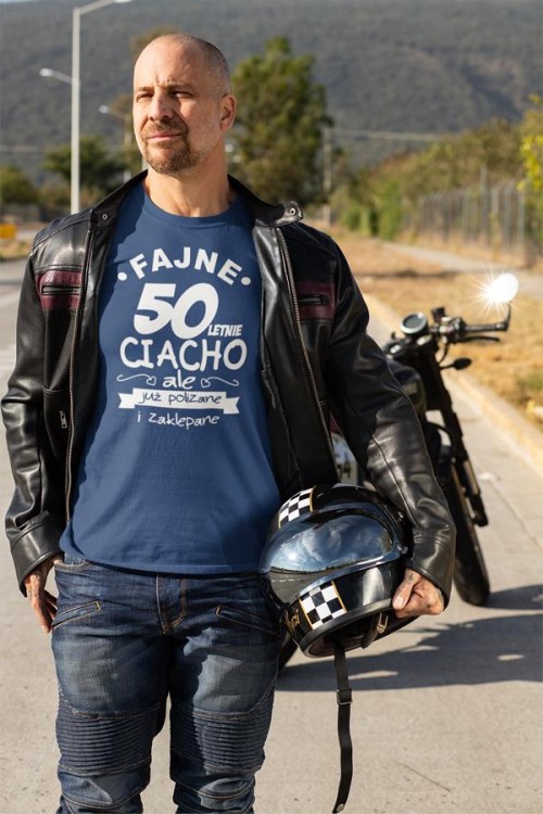 Koszulka na urodziny na 50 pięćdziesiątkę z nadrukiem Fajne 50 letnie ciacho ale już polizane i zaklepane6.jpg