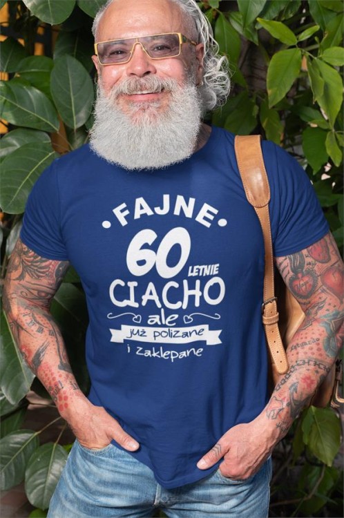 Koszulka na urodziny na 60 sześćdziesiątkę z nadrukiem Fajne 60 letnie ciacho ale już polizane i zaklepane 4.jpg
