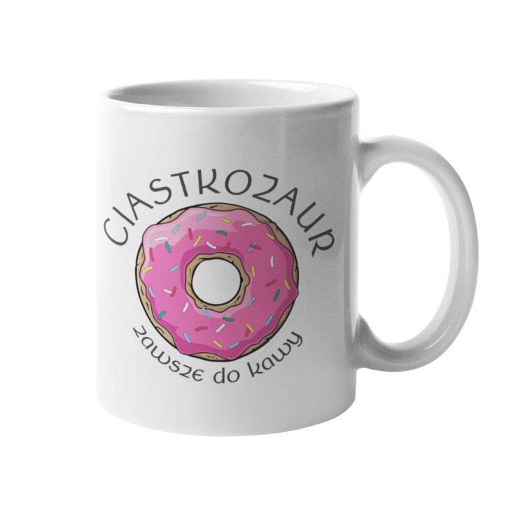 Kubek na urodziny z napisem Ciastkozaur zawsze do kawy