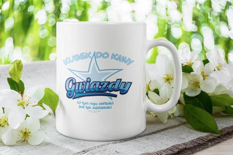 Kubek na urodziny z napisem Kubek do kawy Gwiazdy W tym rogu obfitości jest łyk zajebistości