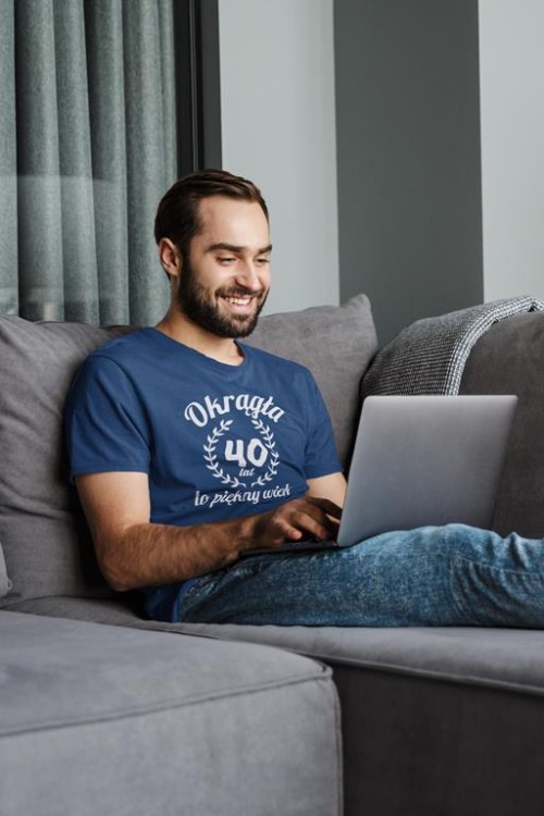 Koszulka na 40 czterdzieste urodziny z napisem Okrągła 40 lat to piękny wiek