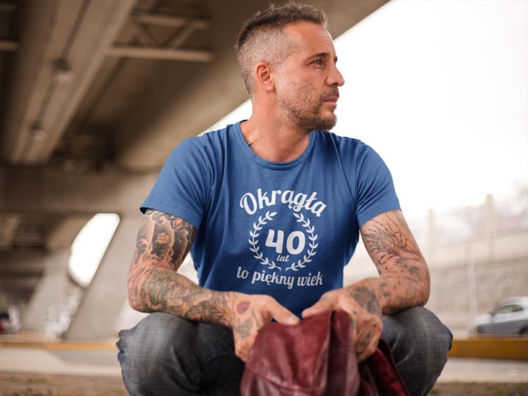 Koszulka na 40 czterdzieste urodziny z napisem Okrągła 40 lat to piękny wiek