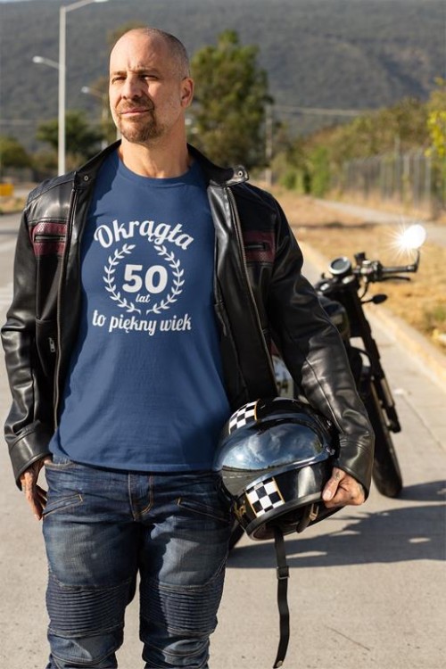 Koszulka na 50 pięćdziesiąte urodziny z napisem Okrągła 50 lat to piękny wiek