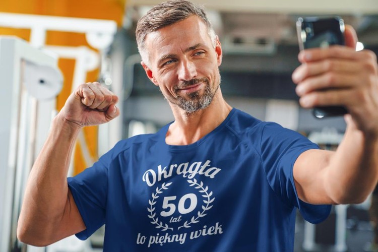 Koszulka na 50 pięćdziesiąte urodziny z napisem Okrągła 50 lat to piękny wiek