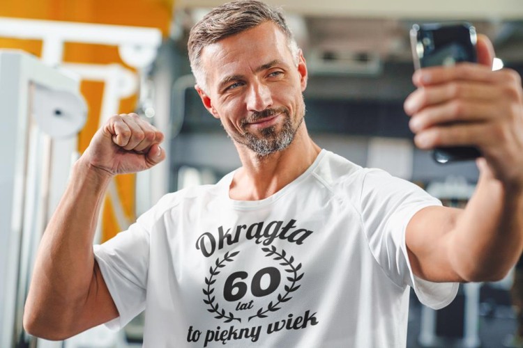 Koszulka na 60 sześćdziesiątkę urodziny z napisem Okrągła 60 lat to piękny wiek
