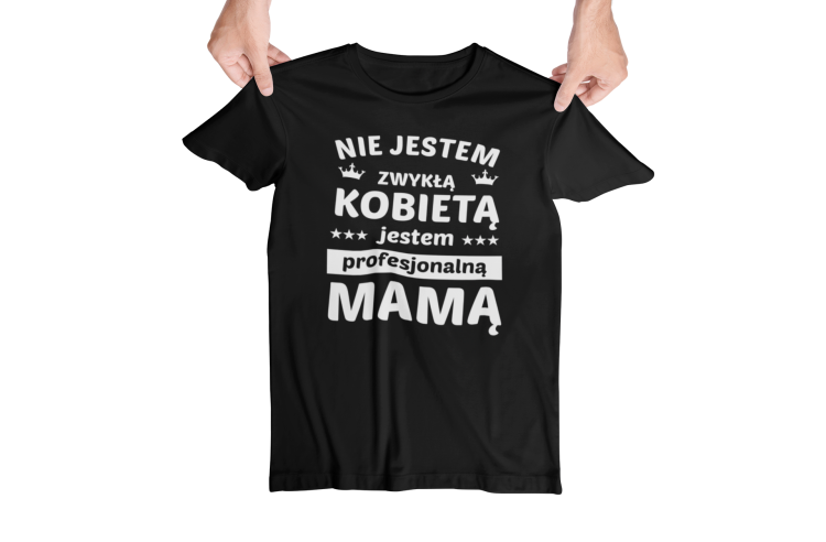Koszulka dla mamy wraz z kubkiem z nadrukiem Nie jestem zwykłą kobietą jestem profesjonalną mamą