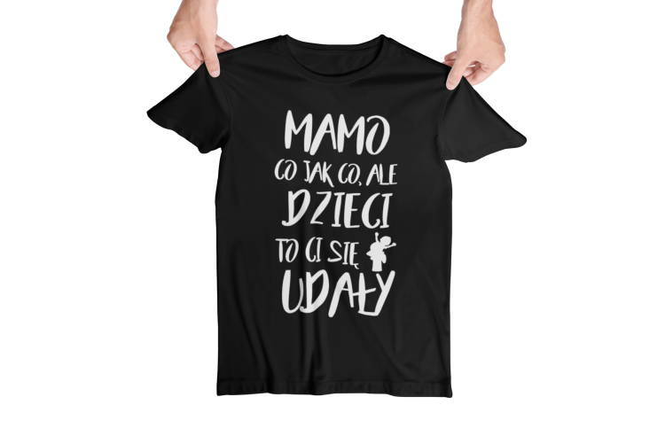 Koszulka dla mamy wraz z kubkiem z nadrukiem Mamo co jak co, ale dzieci ci to się udały